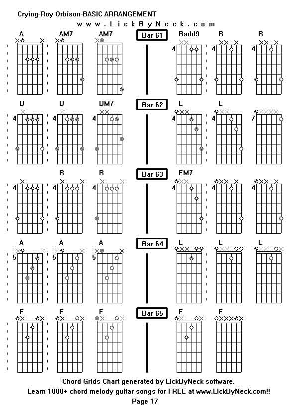 Chord Grids Chart of chord melody fingerstyle guitar song-Crying-Roy Orbison-BASIC ARRANGEMENT,generated by LickByNeck software.